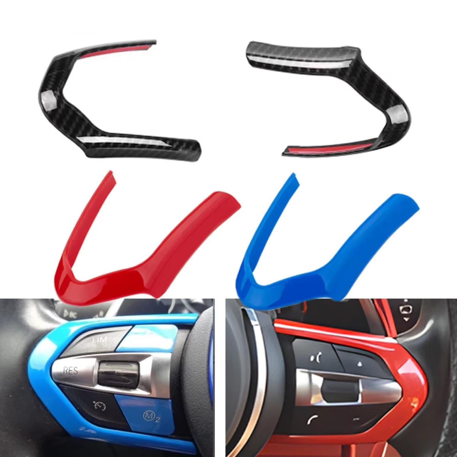 Adesivi Per Pulsanti Auto Per BMW F20 F22 F30 F31 F32 F33 F36 M-Sport | Adesivo Per Rivestimento Della Copertura Del Telaio Del Pannello Dei Pulsanti Del Volante Dell'auto(Blue)
