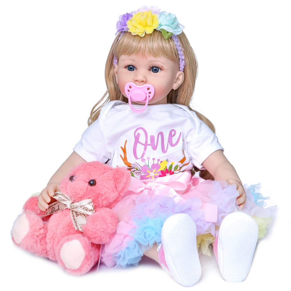 YIHANGG 60cm Reborn Doll Silicone Lifelike Toddler Baby Doll Toys 24 Inch Vinyl Princess Girl Realistic Dolls For Children Gift