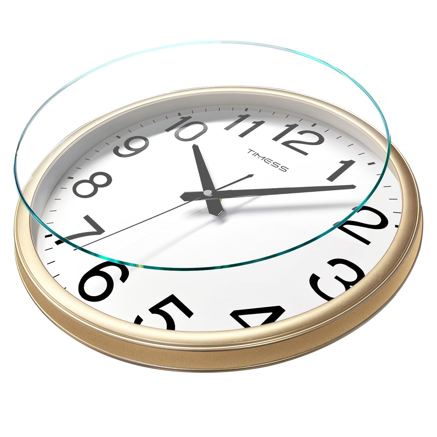 TIMESS Orologio da parete, quadrante grande da 33 cm, silenzioso, funzionamento a batteria, analogico, movimento al quarzo ultra silenzioso, orologio elegante senza tempo, ideale per casa, camera da