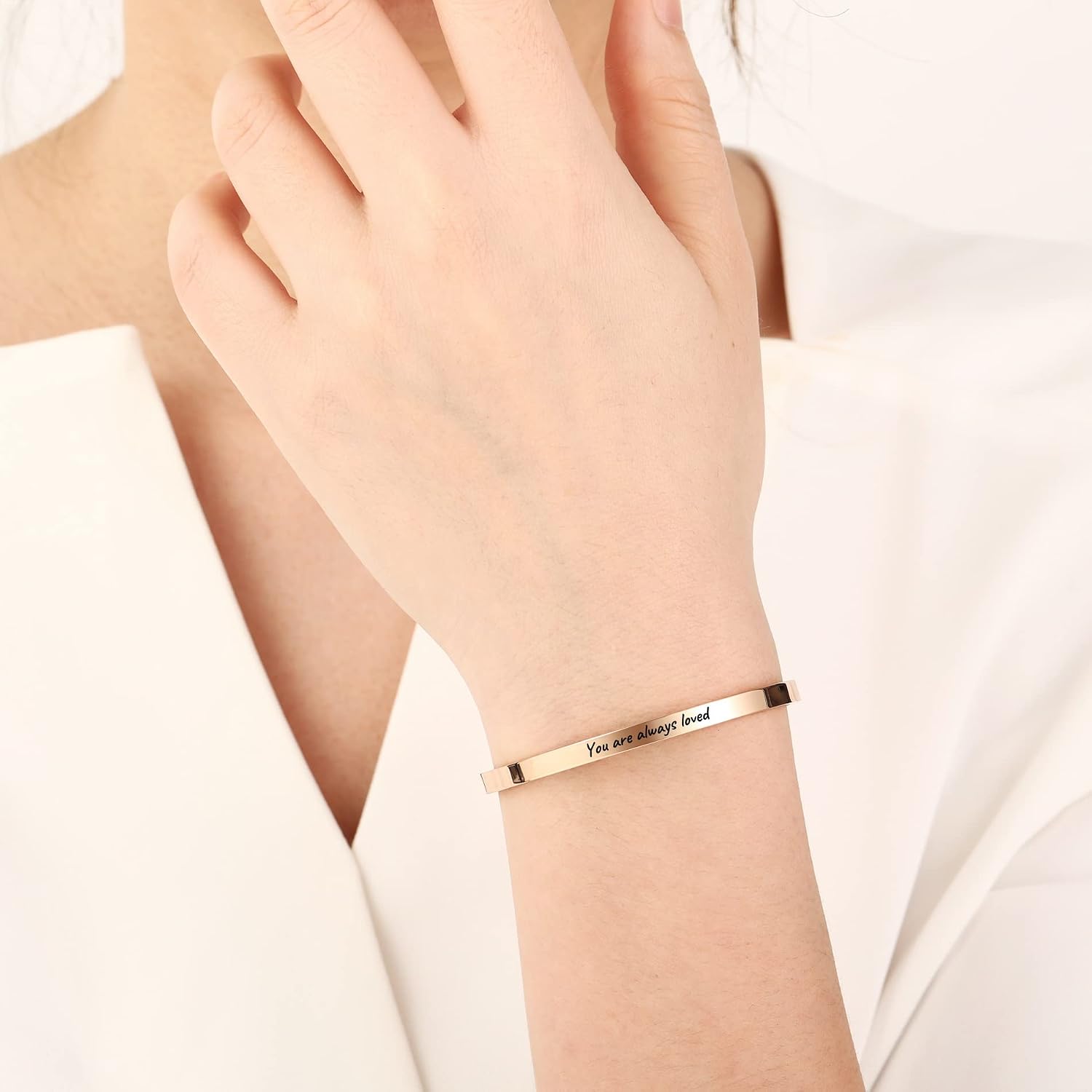 Custom Name Bracelet for Women Men, Personalized Name ID Date Proverb Quote Stainless Steel Nameplate Engraved Bracelets for Women, Gift for Mom Mother