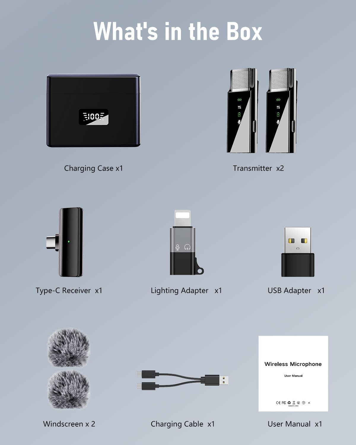 2 Wireless Lavalier Microphone for iPhone Android Phone PC, Pro Lapel Mic System Mini, USB-C/Lightning, 48KHz 24Bit, 30H Battery, Noise Cancelling,Reverb for Video Recording Podcast Stream Vlog - Image 8