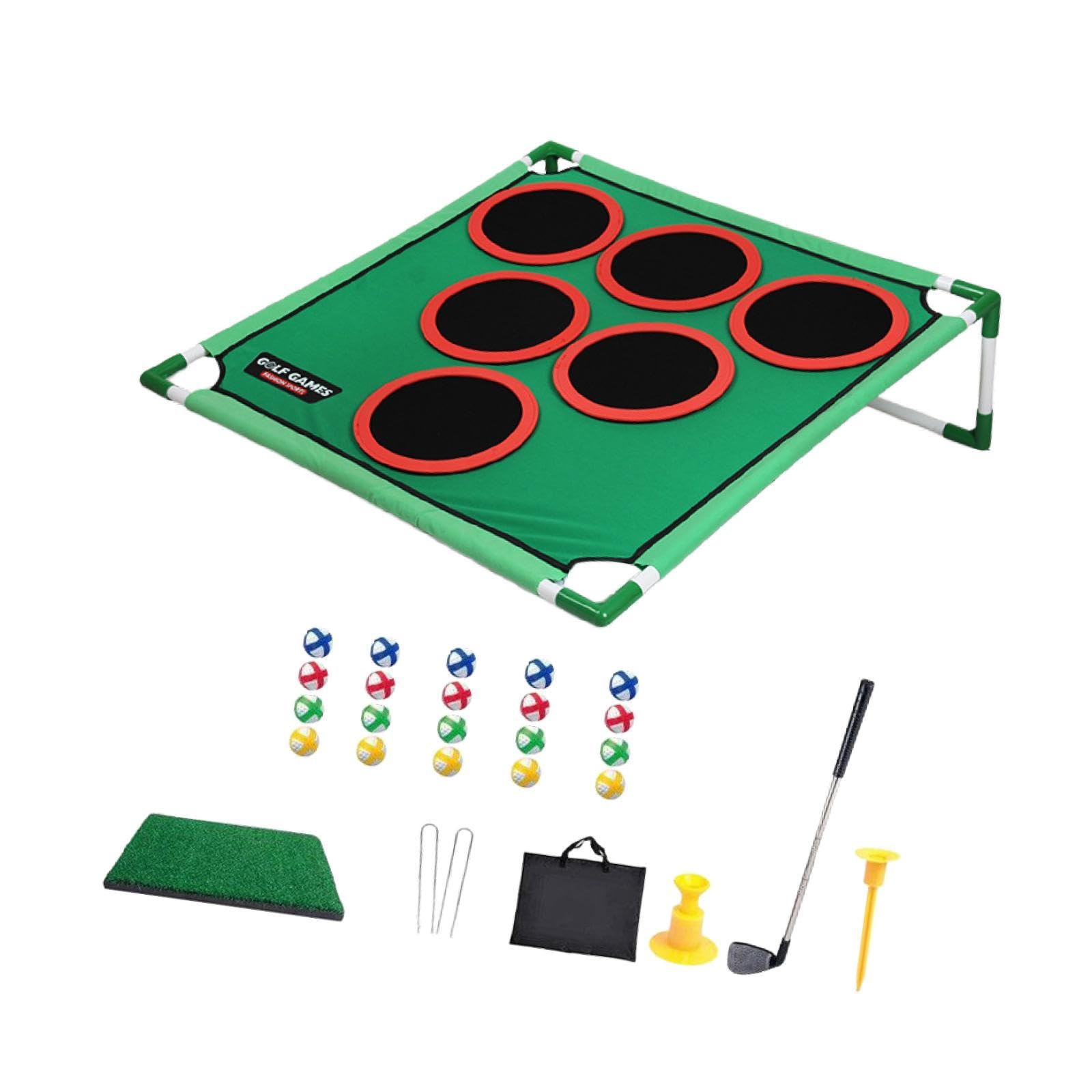 perfk Juego de Golf y Cornhole, Juego de Golf con Bolsa de Almacenamiento y Palos, Informal, con Pelotas, Juguetes para el hogar, Exterior y Patio