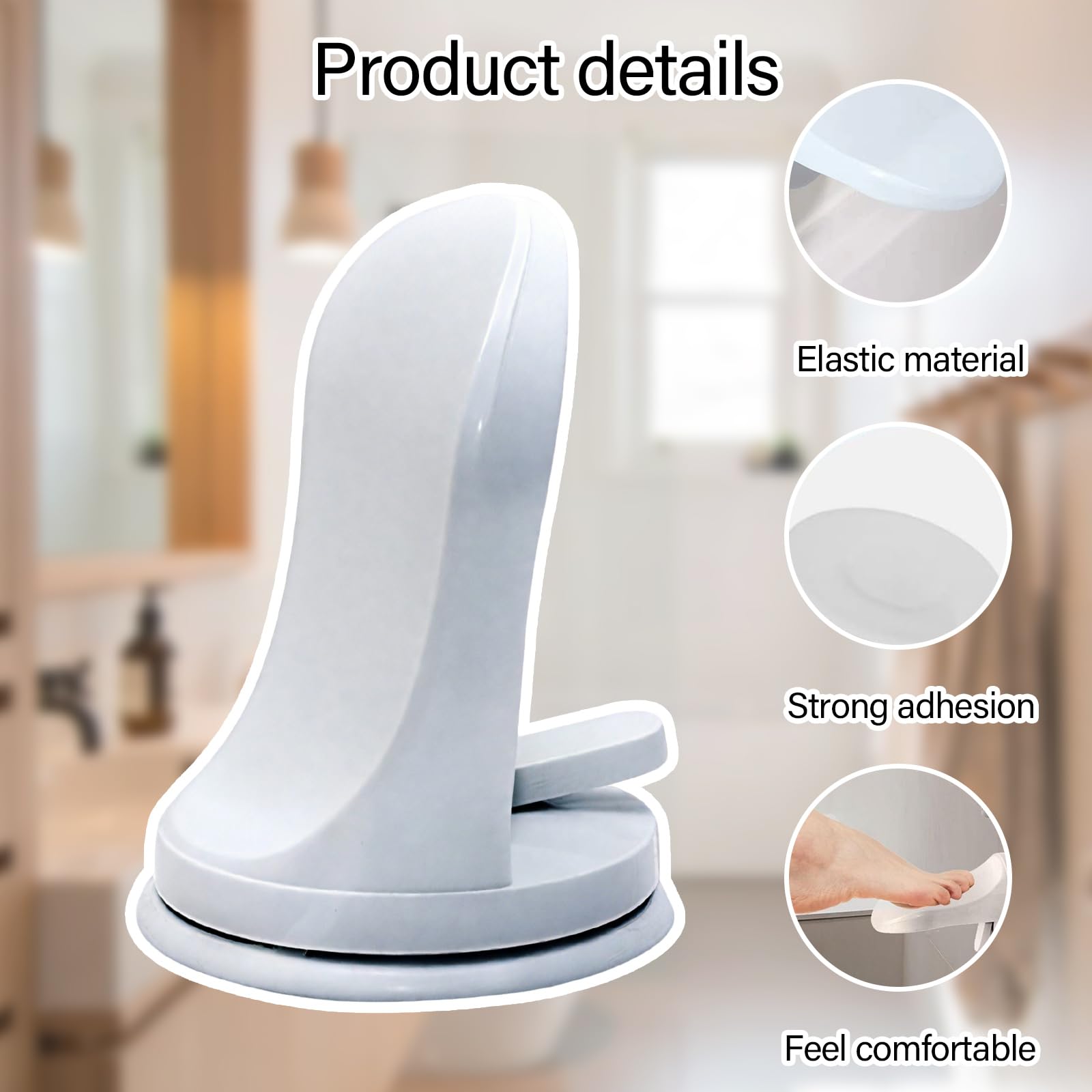 Repose Pieds Douche Antidérapant Ventouse Salle Bain Auxiliaire Enfants Agés Femmes Enceintes Toilettes Pied Jambes Pédale Douche Rasoir Imperméable à Eau Famille Hôtel Blanc