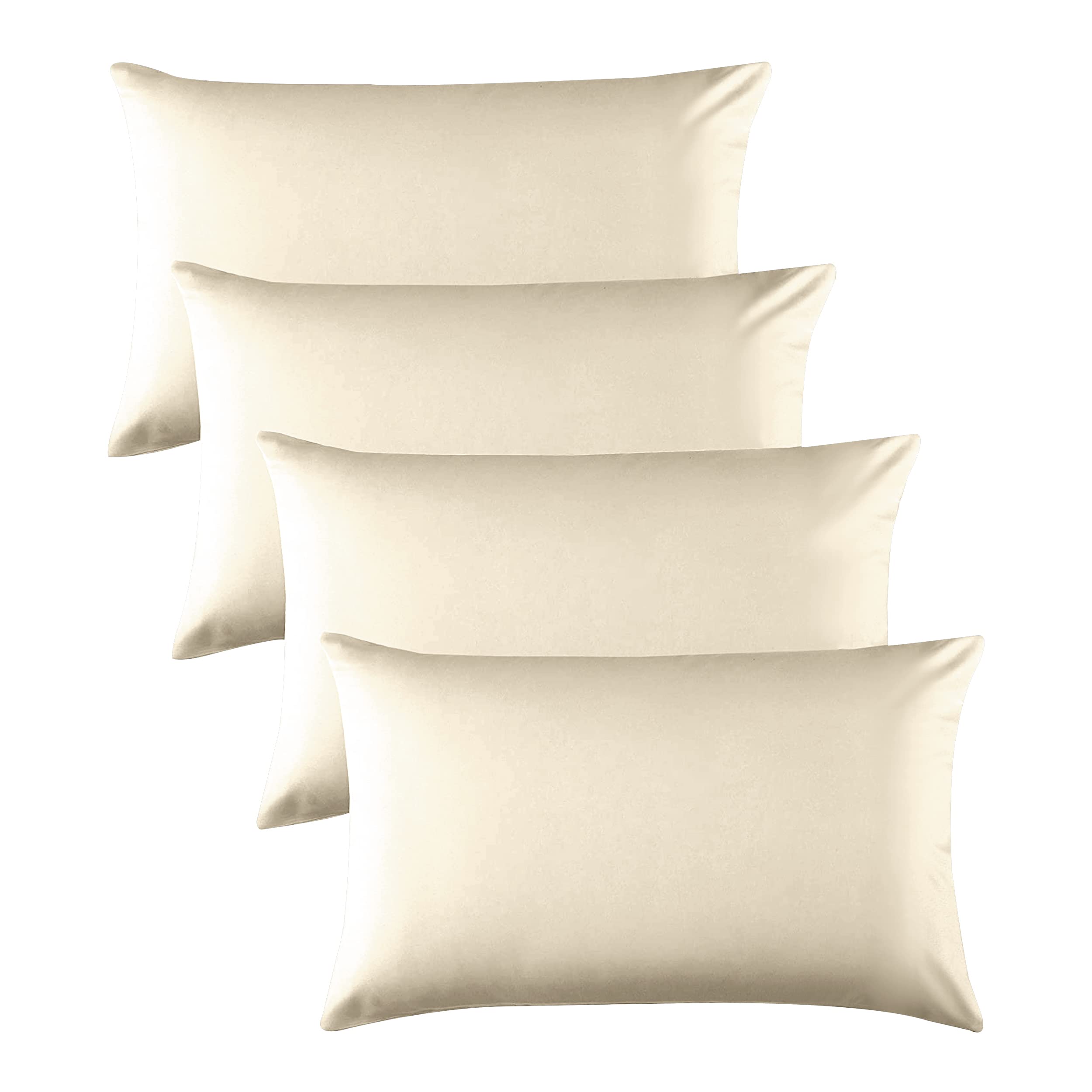 Hafaa 4 Pack Pillowcases – Easy Care Soft Brushed Microfiber Cream Pillow cases - Wrinkle, Fade, Stain Resistant with Envelope Closure Bed Pillow Covers Protectors, 50x75 cm — image 1