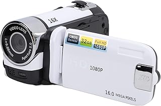 Yunir Video Camera Camcorder,16X Digital Zoom 2.4 Inch Colourful Display Screen,Anti Shake Vlogging Camera for,Loop Video Recording Camcorder for Travel Growth Record (White)
