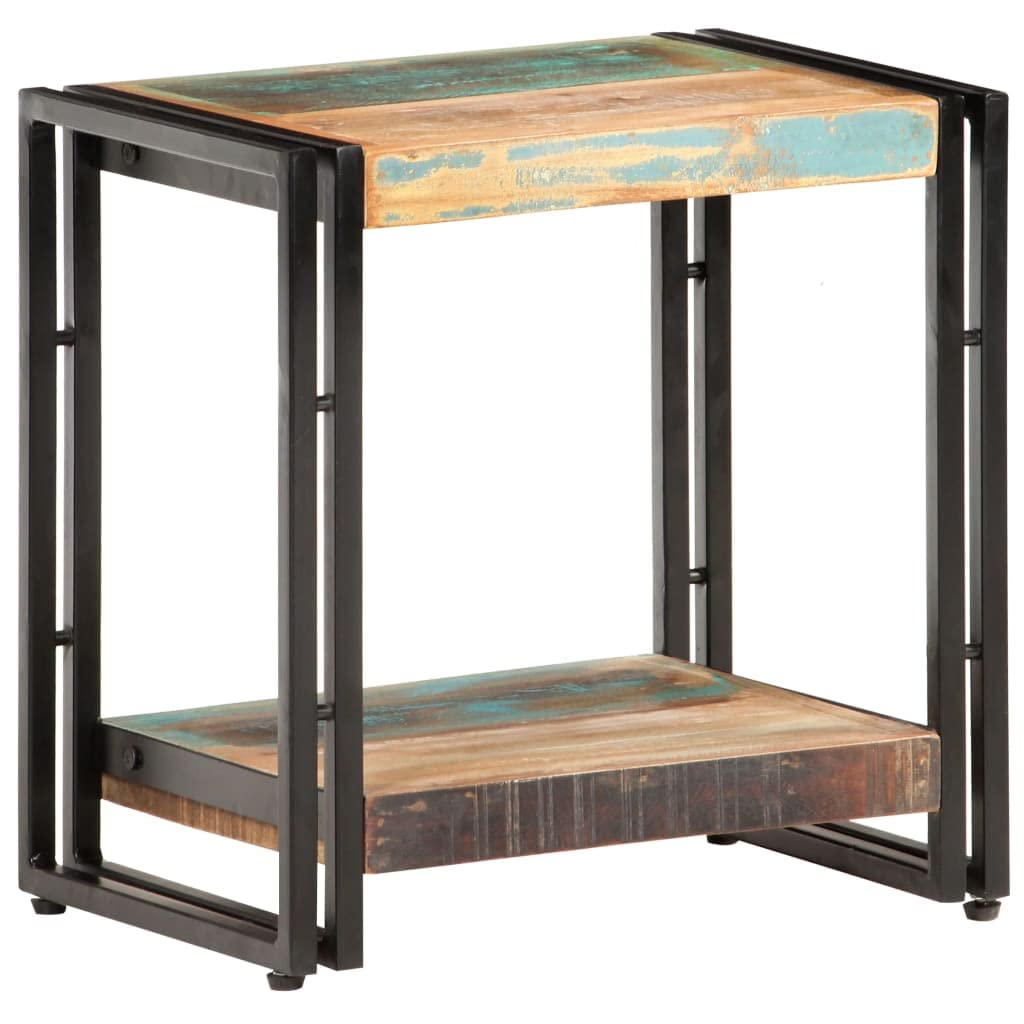 Beistelltisch Altholz Massiv 40x30x40 cm Couchtisch mit Ablagefach und Stauraum für Wohnzimmer Schlafzimmer Büro Flur als Nachttisch oder Sofatisch im Industriestil mit Rollen und Regal