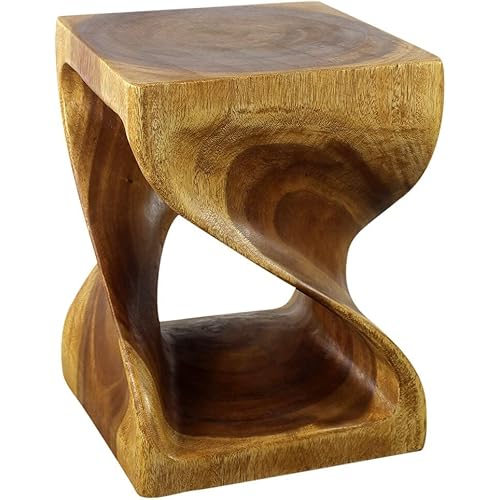 Haussmann® Wood Twist End Table 15 x 15 x 20 inch High Oak Oil