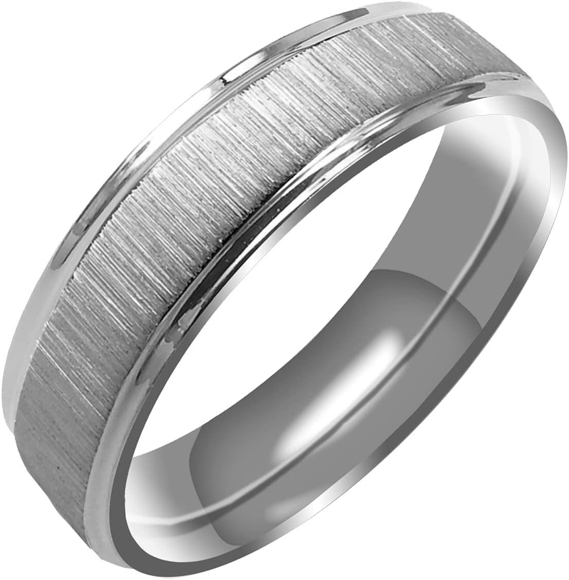 Everstone Matte & Brushed Flat Ring Male Female Men Women His Her Groom Bride Promise Ring Wedding Bands Titanium Ring Color Platinum 6MM 4MM
