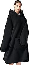 Hansleep Hoodie Blanket with Sleeves and Hood, Blanket Jumper, Wearable Blanket for Dressing, Adults, Oversized XXL, Giant Oversized Warm Cuddly Jumper for Men and Women