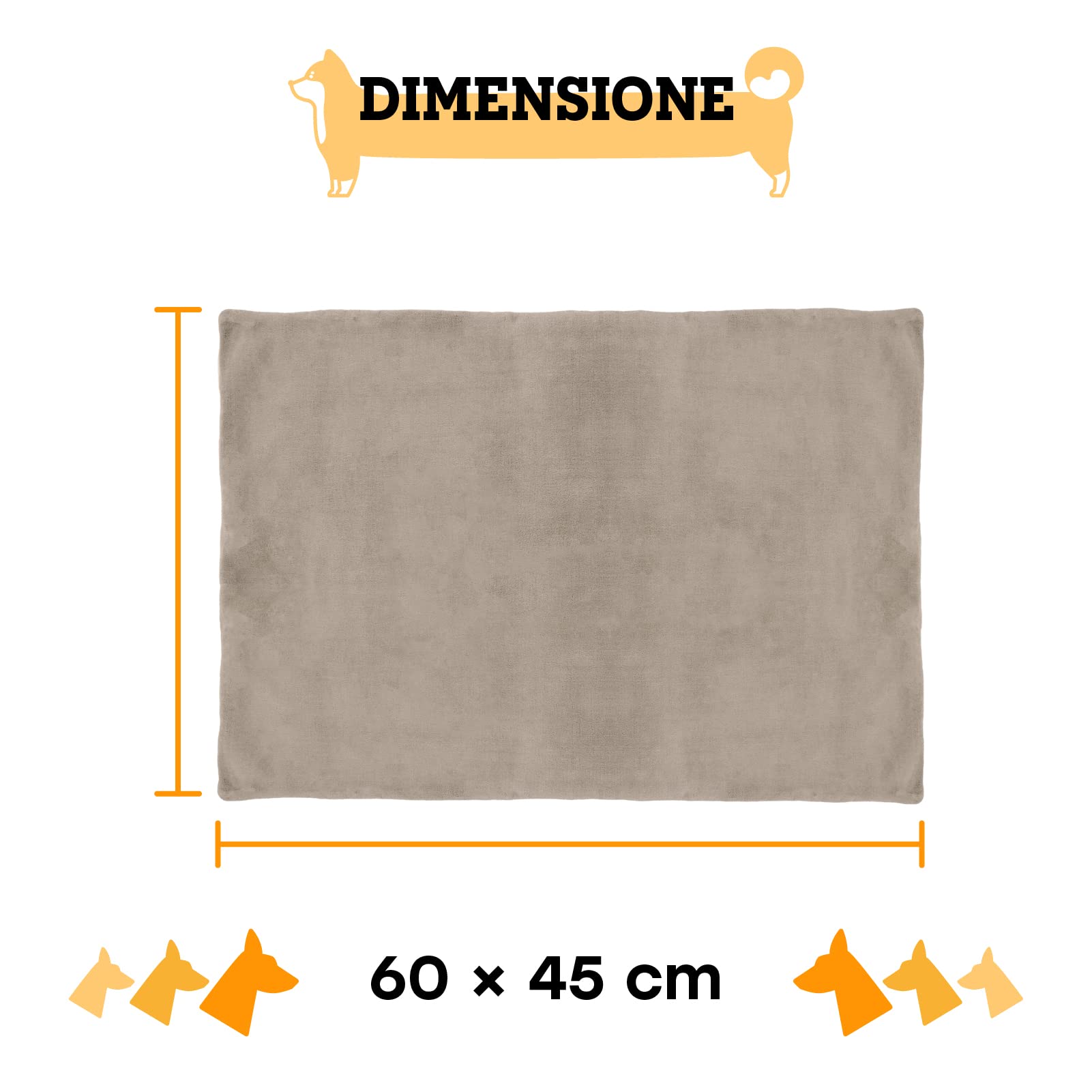 vitazoo Tappeto per Cane Piccolo e Gatti Autoriscaldato - 60 x 45 cm - Tappetino Isolante Termico e Antiscivolo - Coperta per Cani da Esterno Termica - Grigio