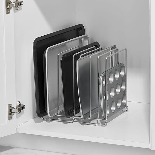 Miniatura 3 de mDesign Organizador grande de alambre de metal para armario de cocina, despensa, estantes, soporte con 8 ranuras para hornear, sartenes, sartenes,