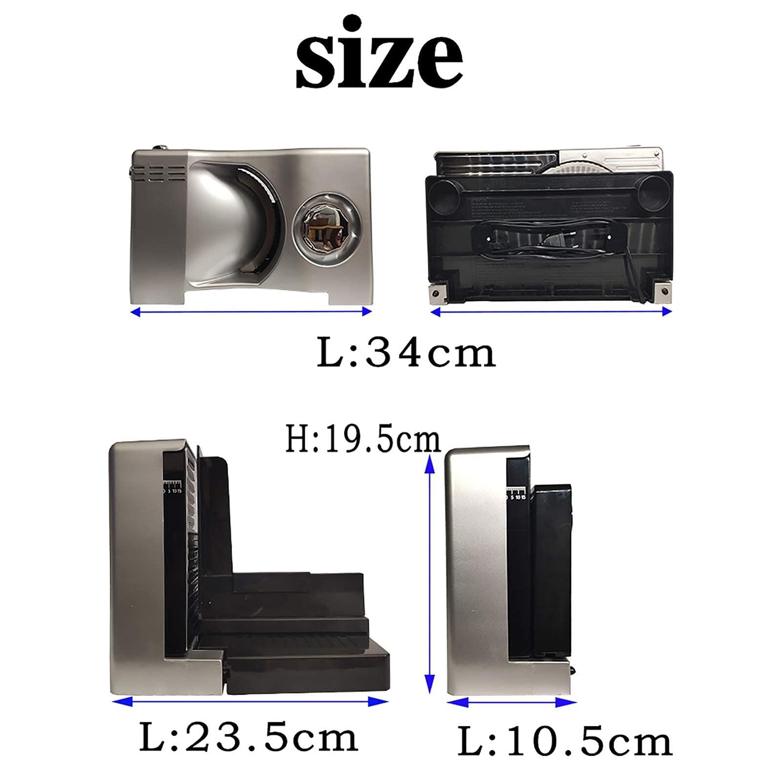 Krajalnica do mięsa mrożonego, krajalnica do chleba ze stali nierdzewnej 100 W, regulowana grubość cięcia 0-15 mm, ostrze Ø 170 mm, trwała maszyna do krojenia chleba i mięsa