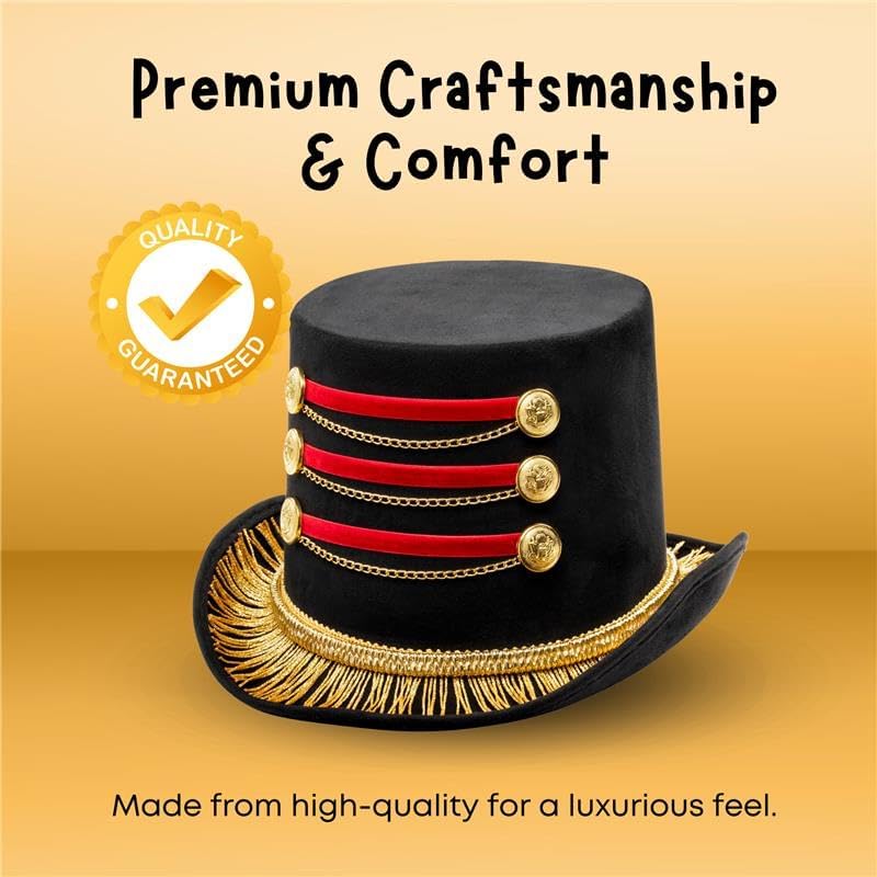 Dress Up America Ringmaster Hat for Adults - Circus Costume Accessory - Perfect Top Hat for Ring Master Costume Women - Lion Tamer Hat - Image 2