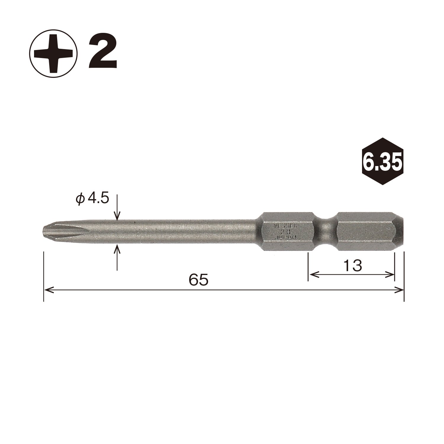 Vessel BW-38 High Hardness Step Bit Set +2 x 4.5 x 65 5 Pieces