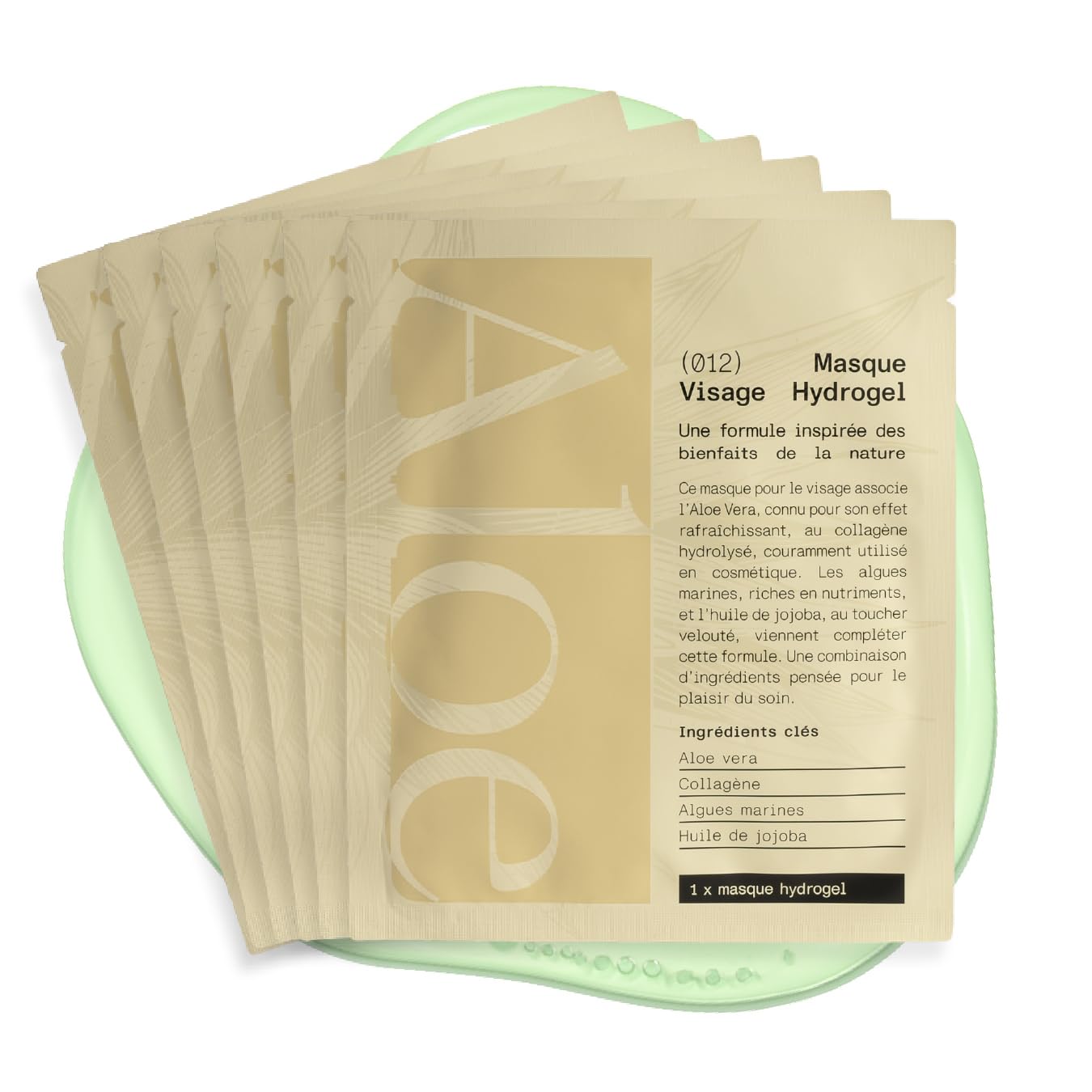 MASQUE VISAGE HYDROGEL HYDRATANT & ÉCLAT, Aloe Vera BIO, Collagène, Algues Marines, effet “seconde peau” pour peaux sèches, ternes, fatiguées, Made in France (6)