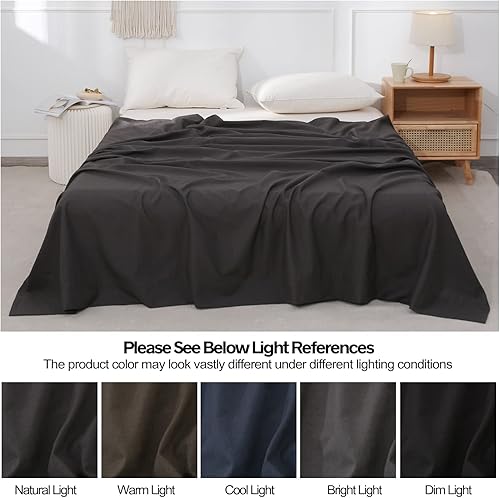 Miniatura 6 de BISELINA Sábana de Lino Francés Sábana Plana Solamente 55% Lino Europeo 45% Algodón Estilo Básico Color Sólido Suave Transpirable Estilo Granja