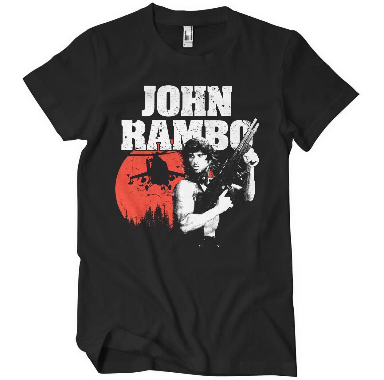 Rambo Men's Black Officially Licensed John T-Shirt (Black), Large