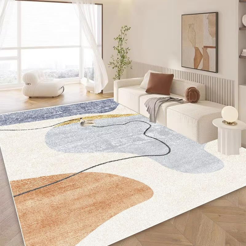 Tapis de salon moderne 240x240 cm lavable et abstrait pour la chambre