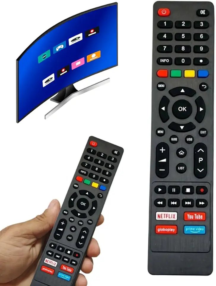 Controle Remoto Compatível com Philco Smart TV LCD LED com Netflix Youtube Globoplay Prime