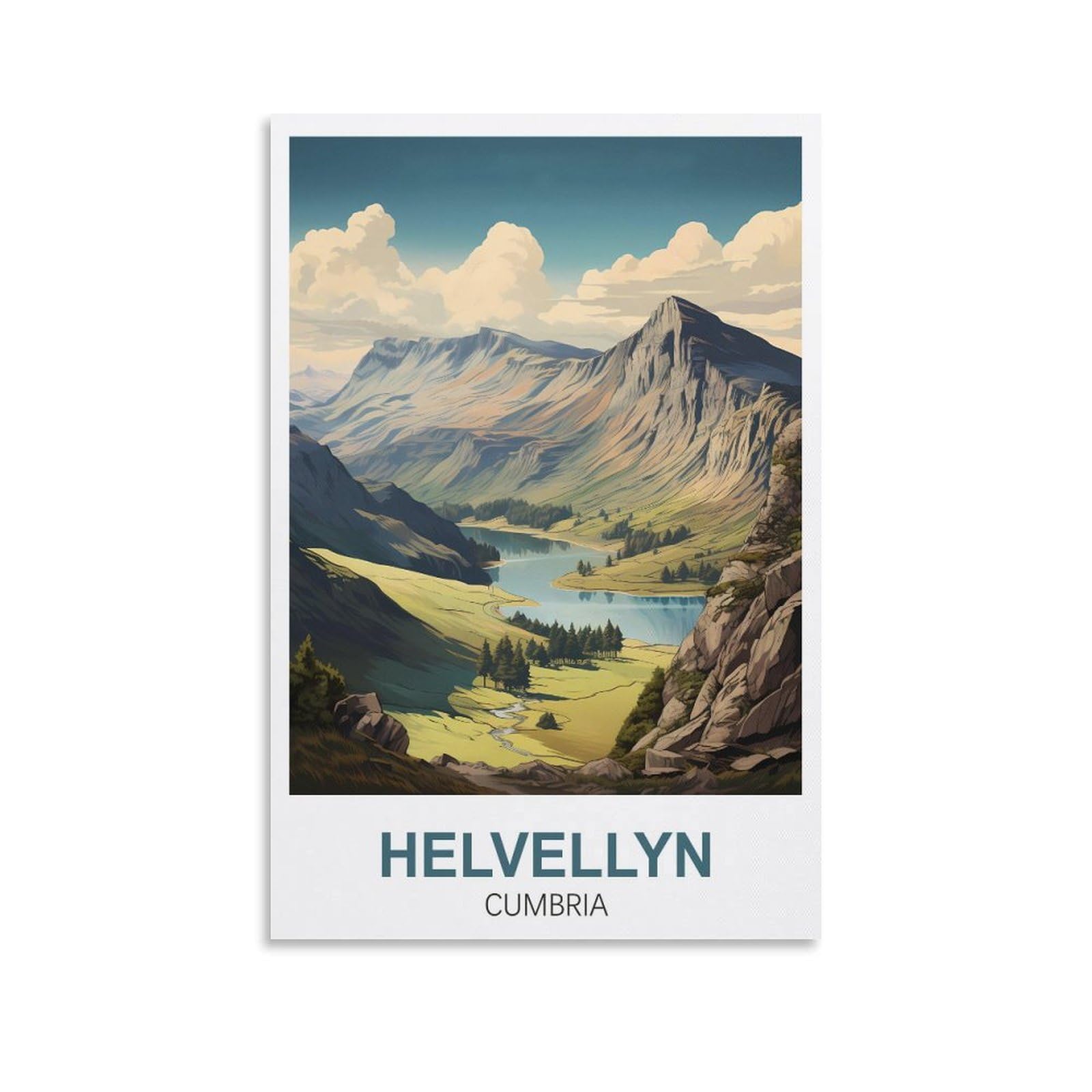 Zbbggoz Unframe-Style Helvellyn Cumbria Vintage Travel Poster 12X18inch(30X45cm) Canvas Wall Posters And Art Picture Print Modern Family Bedroom Decor