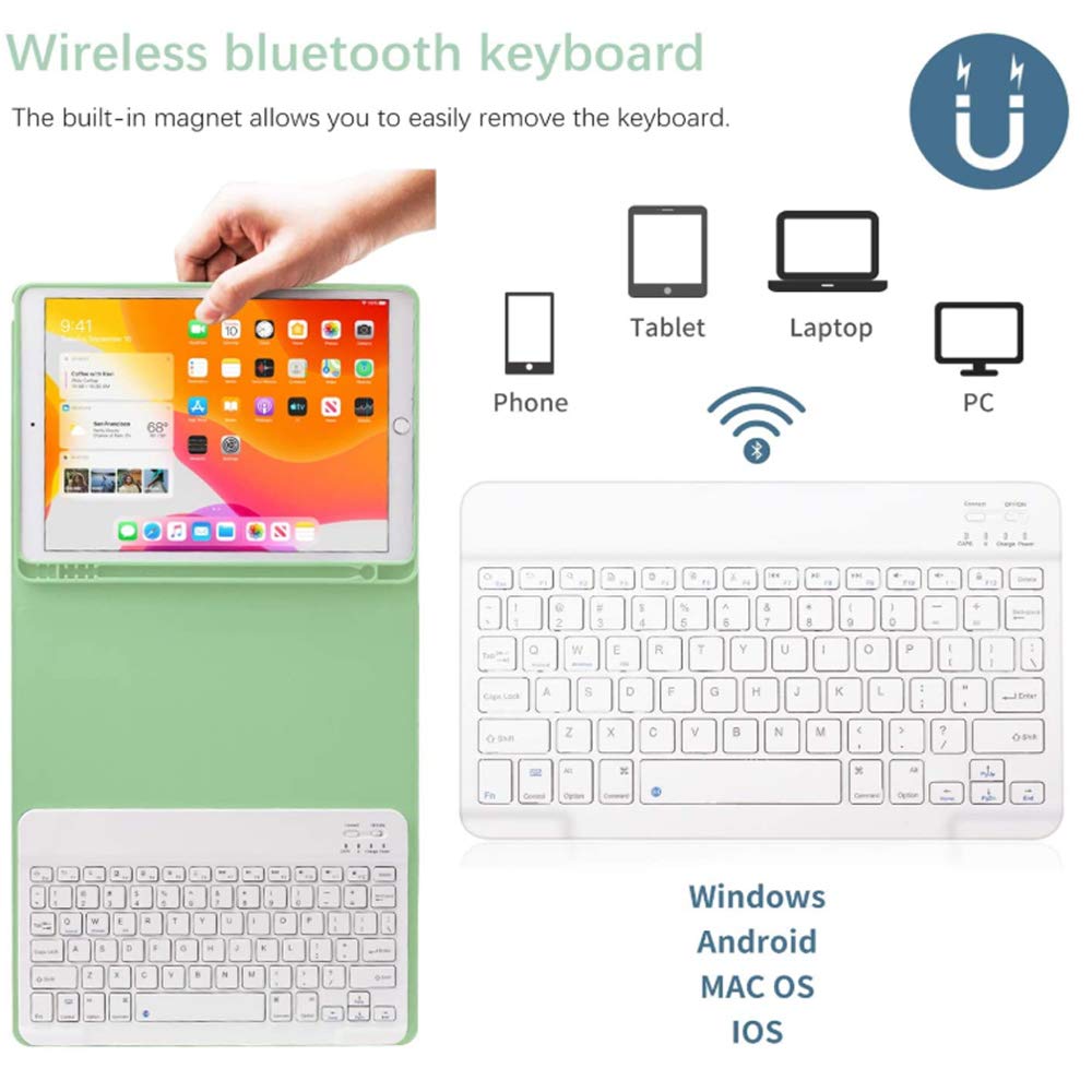 Étui de clavier pour Lenovo Tab M10 FHD Plus 10,3" (TB-X606F/TB-X606X), coque fine et légère avec clavier sans fil magnétique détachable pour Lenovo Tab M10 Plus, vert