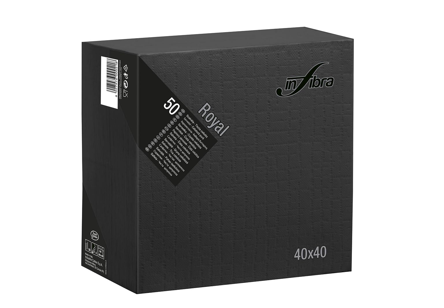 INFIBRA- Tovagliolo 4 veli- formato 40x40-24 confezioni da 50 pezzi- colore nero