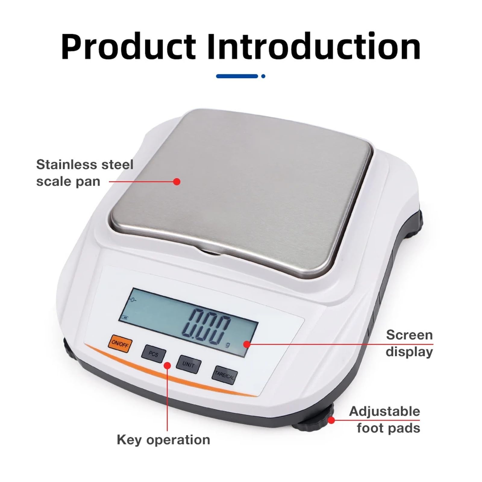 Balance analytique Balance numérique 500G/0.01G 2000G/0.01G Balance de poids plaque d'acier inoxydable compteur de laboratoire Balance analytique Conversion d'unités(2000g 0.01g)