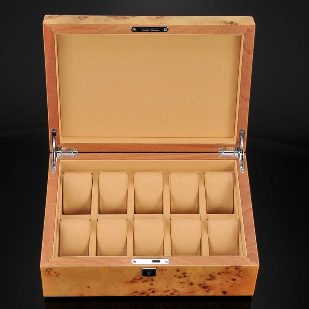 Scatola Porta Orologi per Uomo e Donna in Legno con 10 Scomparti, Custodia per Orologi, espositore per Gioielli, Organizer con 10 Cuscini