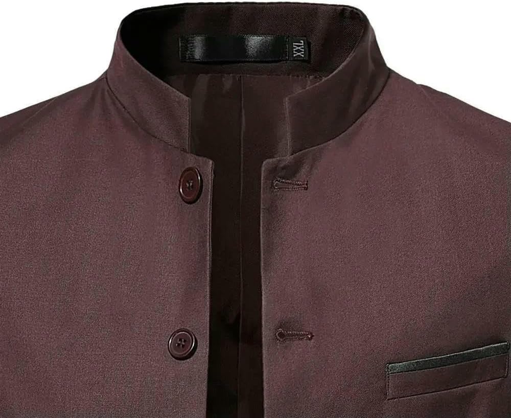 Classic Men's Business Casual Zhongshan Suit Stand Collar Slim Suit Jackets Vintage Blazers Male Chinese Tunic Suit