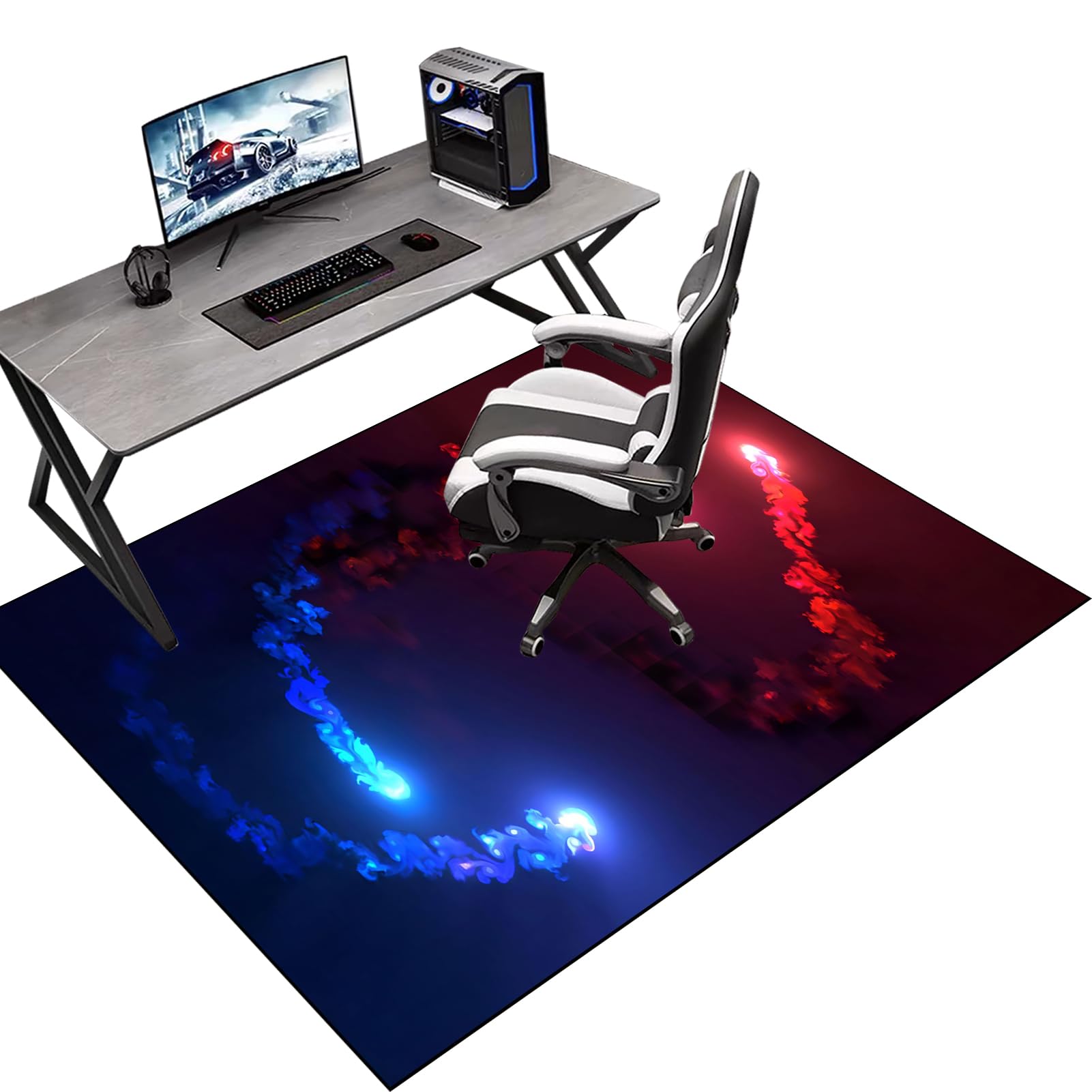 Protective Floor Protector Mat, Office Chair Mat for Carpeted Floor, Gaming Chair Mat Non-Slip, Chair Mat Carpet Protector for Low Pile Carpets, Floor Mat for Computer Desk Chairs 200 x 250 cm