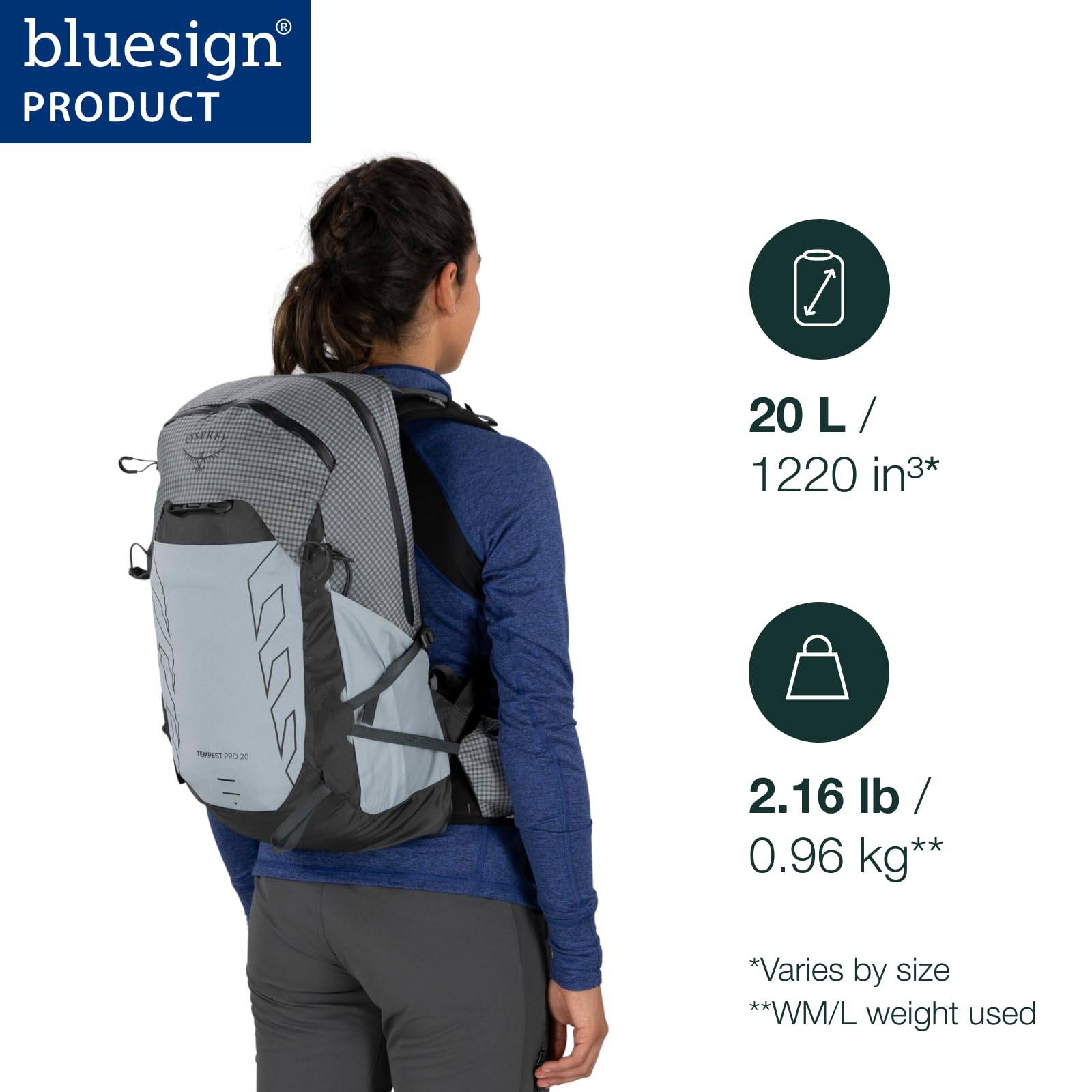 Osprey Tempest Pro 20L Women's Hiking Backpack with Hipbelt, Silver Lining