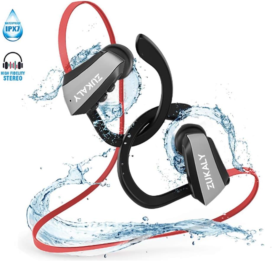Bluetooth Headphones wireless, IPX7 Waterproof Headphone for Sporting &Running,10-12 Hours Playtime, HiFi Bass Stereo Earbuds with Mic,Noise Cancelling in-Ear Headphone