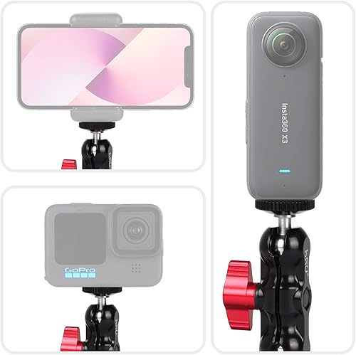 Miniatura 6 de HSU Brazo mágico con cabeza de bola doble (tornillo de 14"-20) Aleación de aluminio de metal ajustable universal extensión brazo mágico para