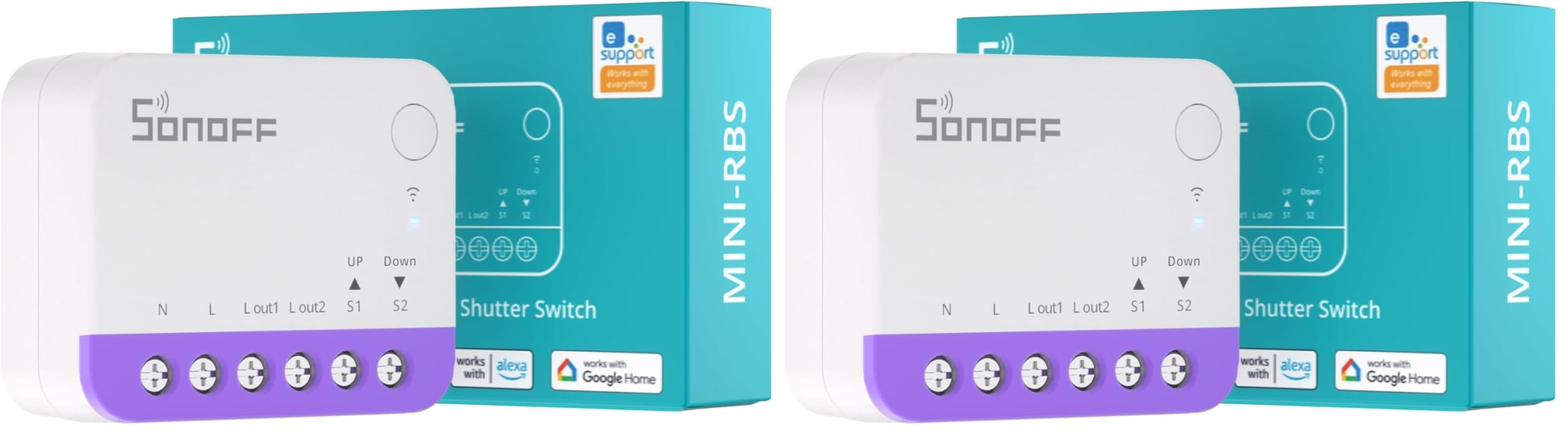 SONOFF Matter Interruttore Tapparelle Intelligente MINI-RBS, Wi-Fi 2,4GHz, Dim. Ridotte, Controllo Percentuale, Compat. Alexa/Google Home/HomeKit/Home Assistant, Filo Neutro Necessario, Conf. 1