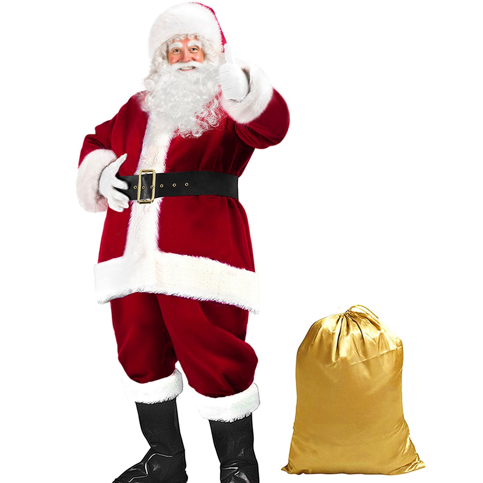 dgdgbaby Santa Claus Costume for Men Women Adult - 9pc. Deluxe Costume Santa Suit Outfit