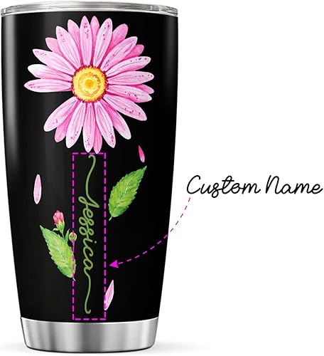 Vista 16 de CUBICER Vaso personalizado con aislamiento de lirio con tapa, nombre personalizado, regalos de Navidad para mujeres, amantes de las flores, vasos