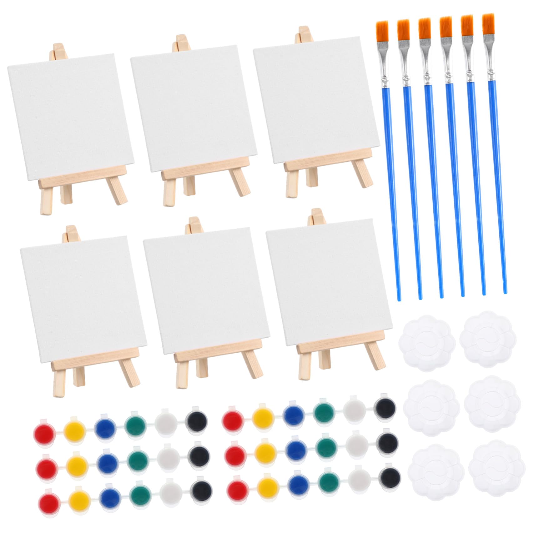 Kit peinture mini chevalet stable pour voyage avec toile et pinceaux aquarelle (6 ensembles)