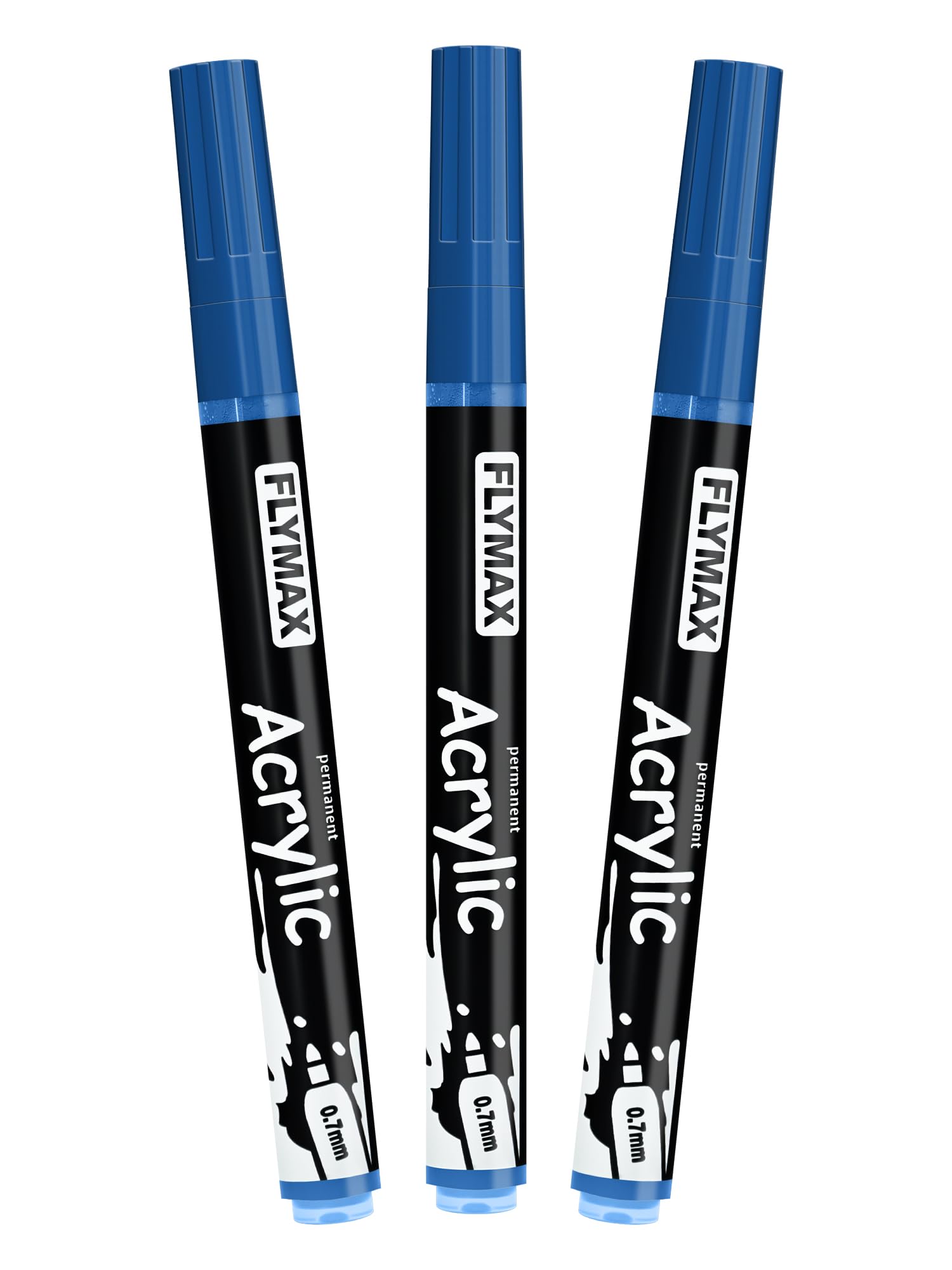 Blue Acrylic Marker 0.7mm - Permanent Marker Blue Acrylic Paint, Indeleble, Fine Point, Waterproof, Quick Dry (Pack of 3)