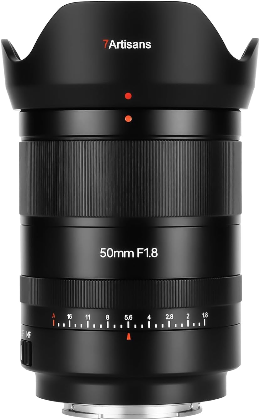 7artisans 50mm F1.8 Autofocus AF/MF Full Frame Portrait Camera Lens for Sony E-Mount A7 A7R A7S A9 A7C Mirrorless Cameras, Support Facial Eye Recognition