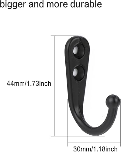 Miniatura 3 de eBoot - Gancho de pared para bata, Colgador para una sola ropa - 20 unidades y 50 tornillos (Bronce), Negro