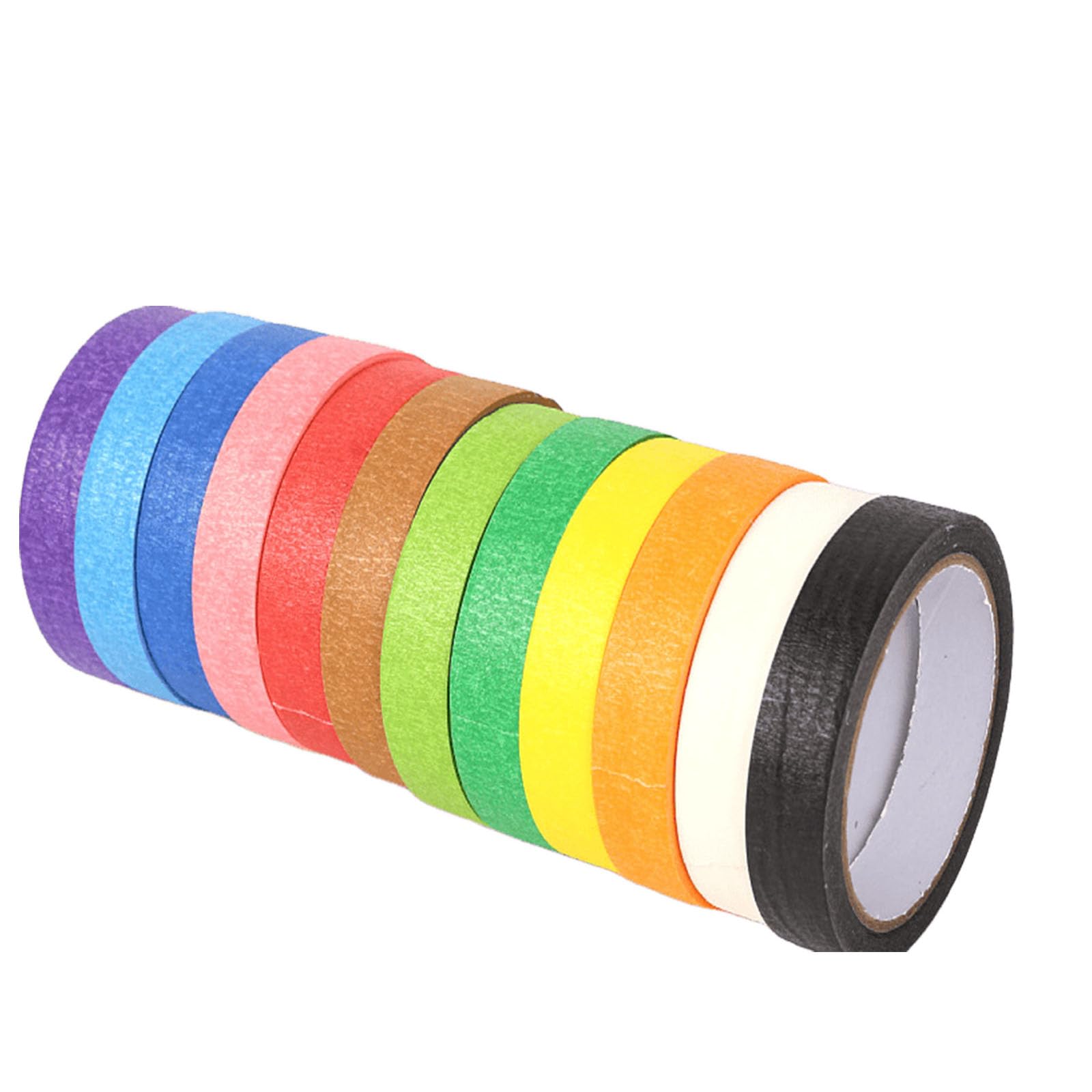 GQunit 12 Rolls Rainbow Masking Tape, 12-Colour Masking Tape Set for Home Office, and Crafts, 1.5cm x 15m Masking Tape