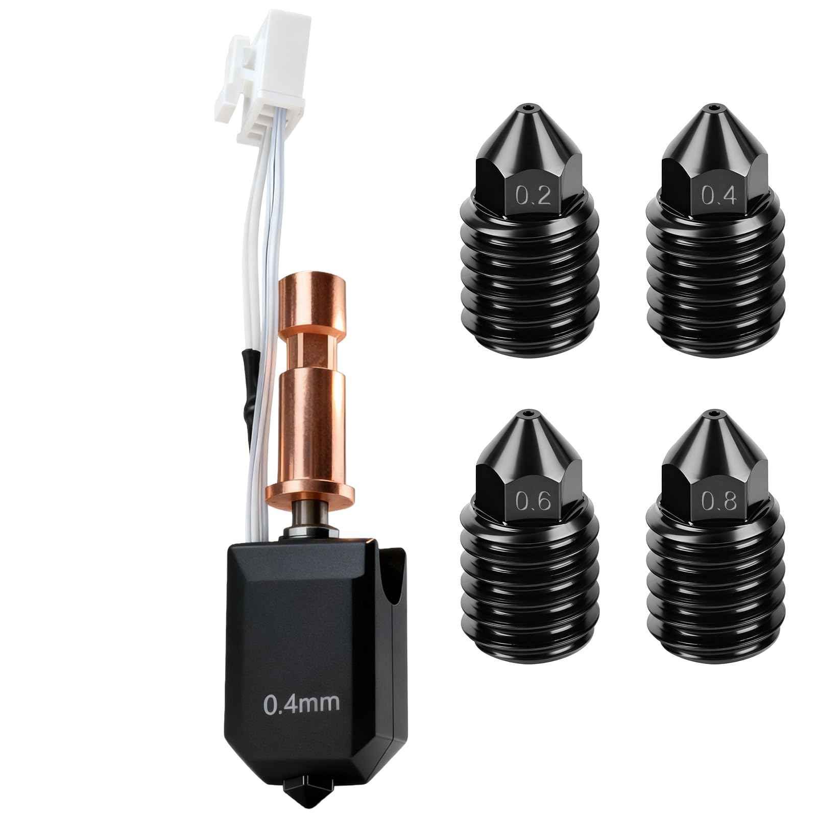 0,2 mm/0,4 mm/0,6 mm/0,8 mm, ceramiczny hotend do Kobra S1, zestaw do wytłaczarki ze stali nierdzewnej do druku 3D firmy Anycubic Kobra S1, zestaw ulepszeniowy z 2 silikonowymi osłonami