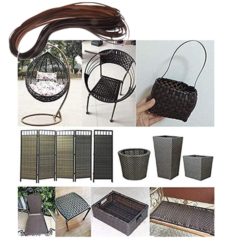 Kit di riparazione in vimini sintetico da 196 piedi in rattan piatto for la sostituzione di mobili da giardino 1 pcs(Yellow Effect)