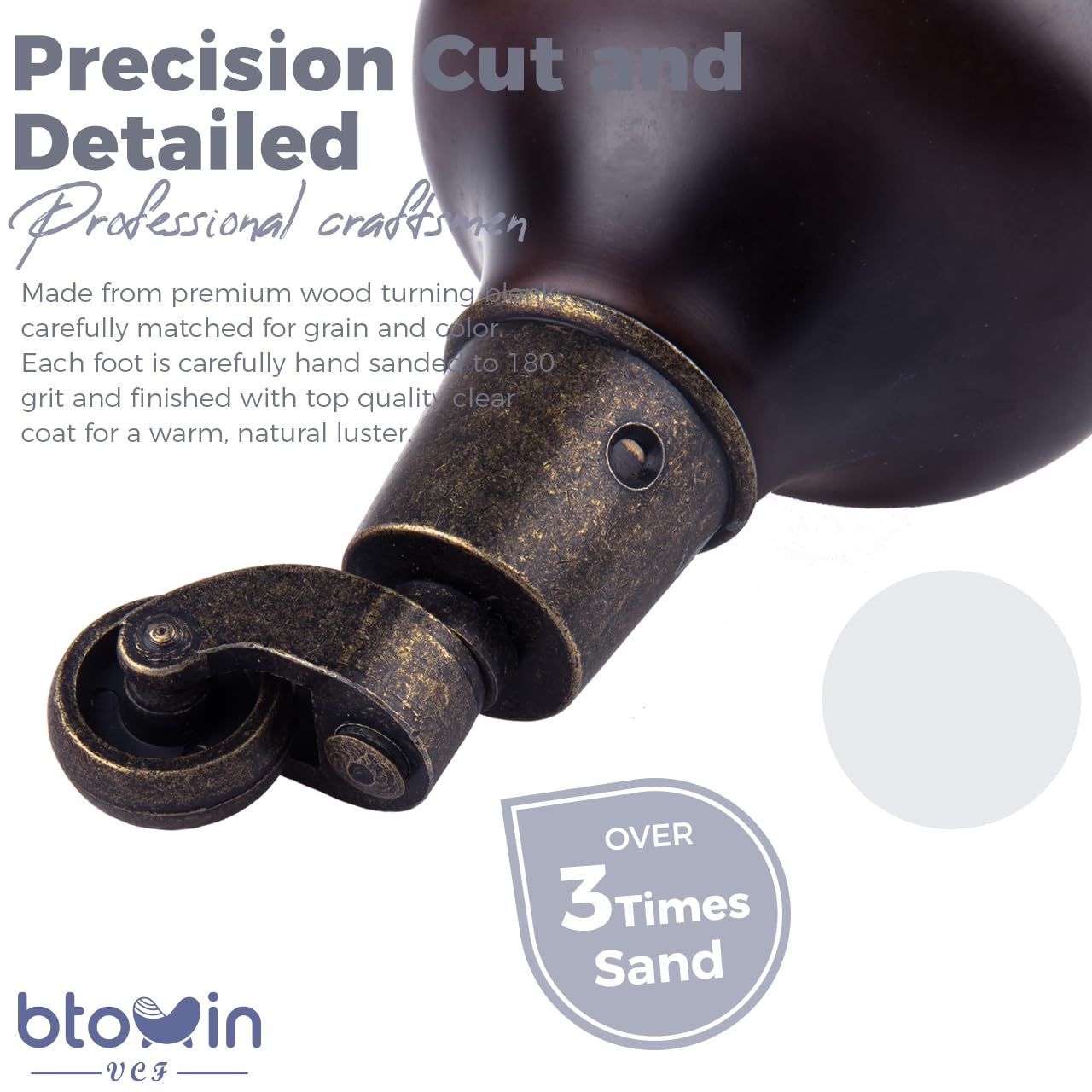 4.8 inch / 12cm Furniture Legs with Castors - Image 3