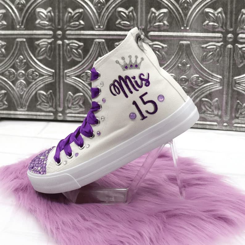 Fifteen Birthday Custom Shoes, Quinceanera Shoes high top White2