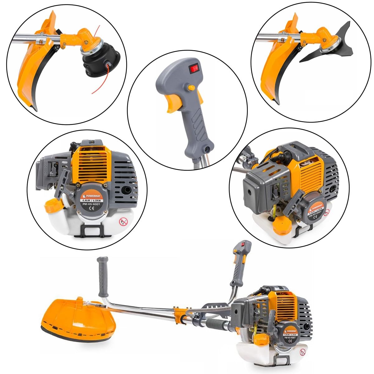 Desbrozadora térmica con motor de 2 tiempos 49 cm³ 6 CV efectivo + kit de accesorios