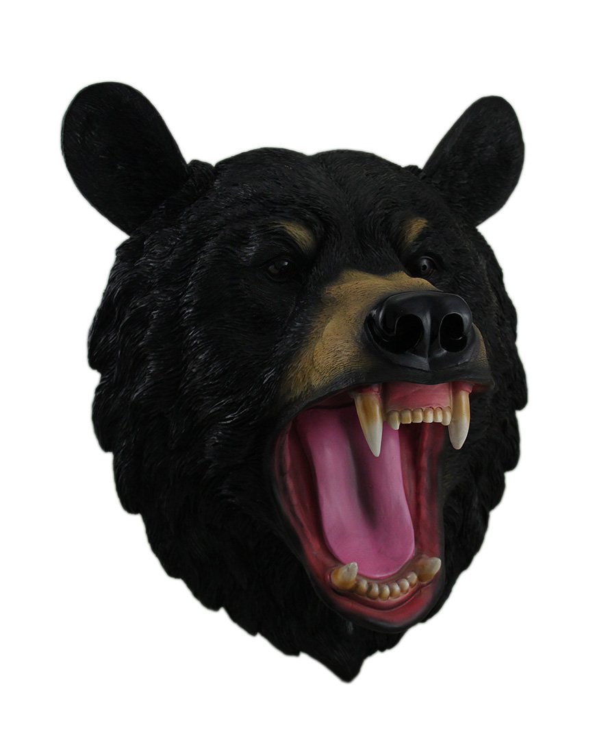 Aged Resin Wild Bears Head Animal Bust Wall Art Mounted Large Sculpture