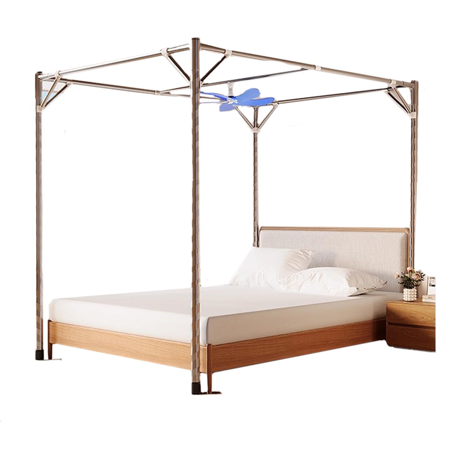 Himmelbett Moskitonetzhalter Vier Eckbett, Mückenetz Rahmen Bettüberdachung Baldachin Gestell, Aus Edelstahl, Schlafzimmer-Dekor(Size:150 * 200cm,Color:32mm)