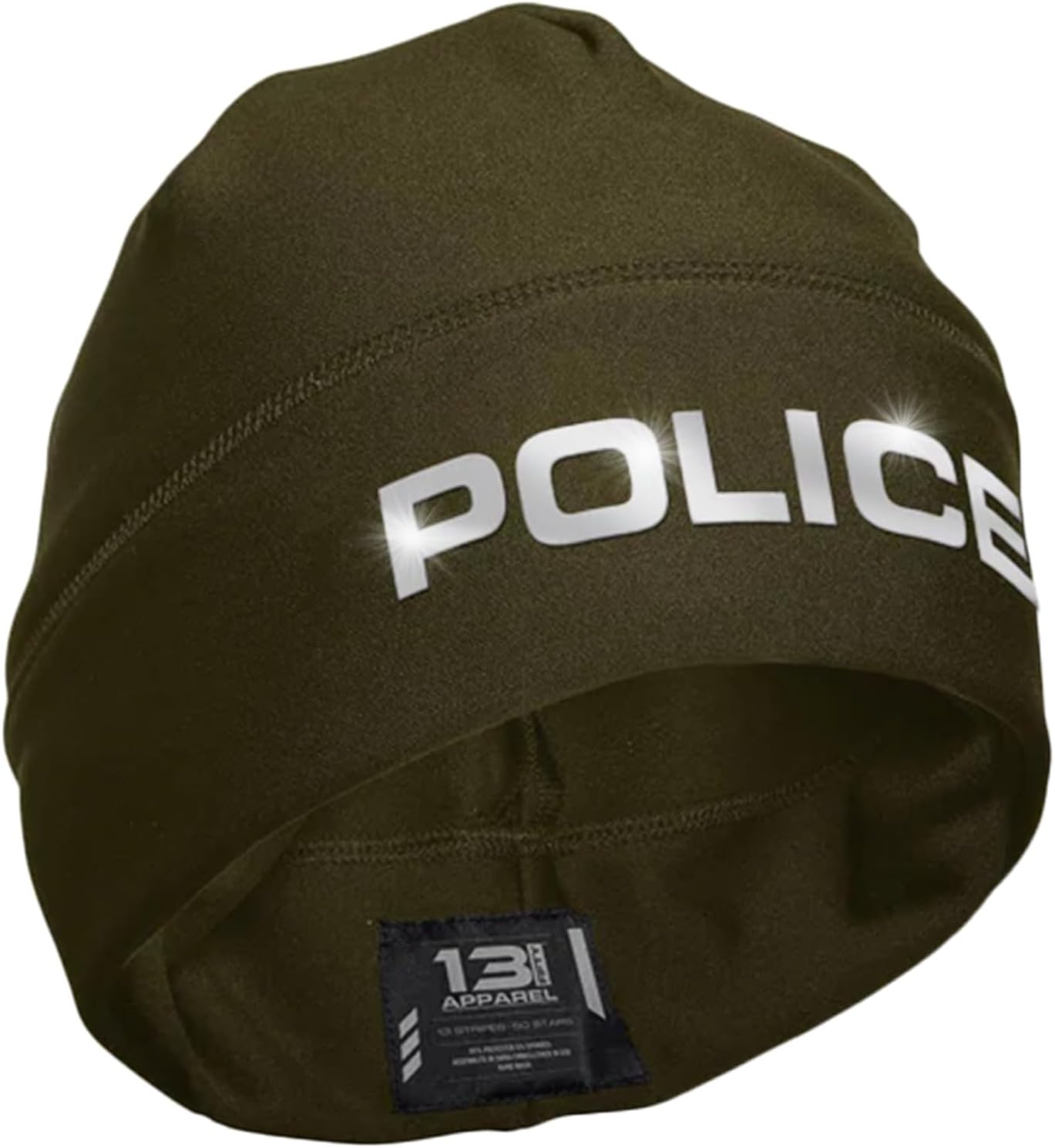 Police Reflective Utility Beanie - USA Patriotic Gear - Stretch-Fit Poly-Spandex - Unisex Hi-Vis Hat