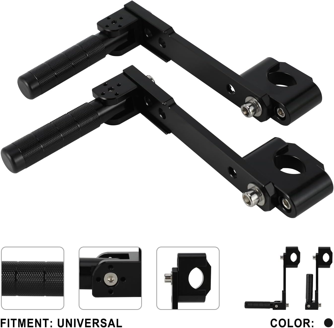 Motorcycle Highway Foot Pegs,Adjustable Adventure Crash Bar Footpegs 7/8"-1.25" Folding Mount CNC Universal for KLR 650 Tenere 700 DR650 XR650L TW200 CRF300L V-storm 390/790/890/1290 ADV Dual Sport